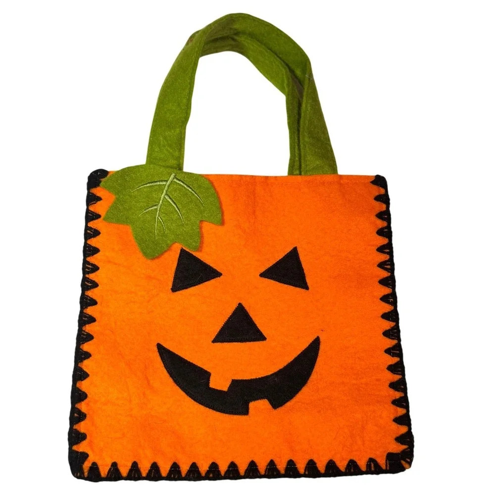 Halloween Felt Trick or Treat Bags Set of 4 Pumpkin Ghost Boo Kids Totes